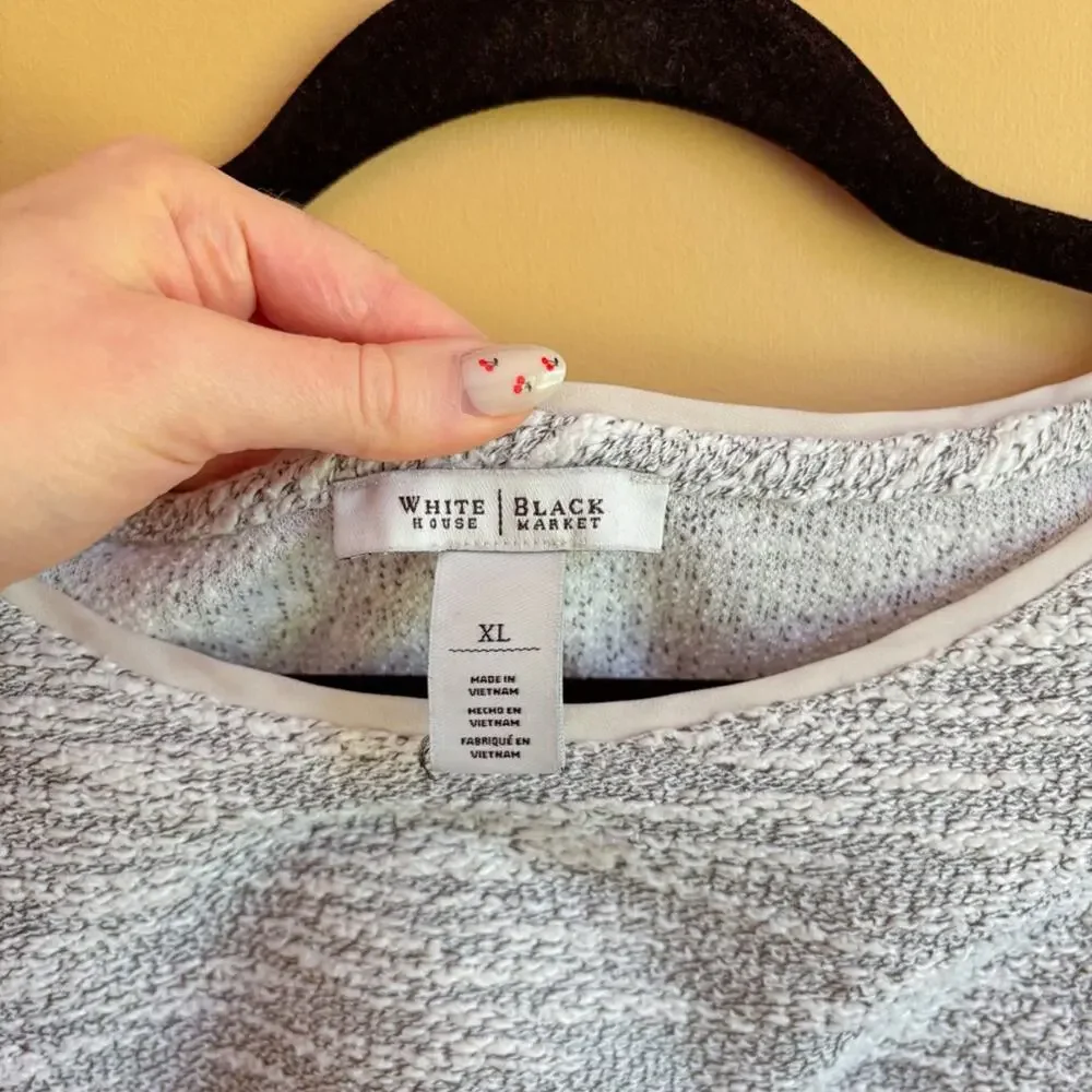 White House Black Market Marled Gray Layered Hem Sweater Size XL